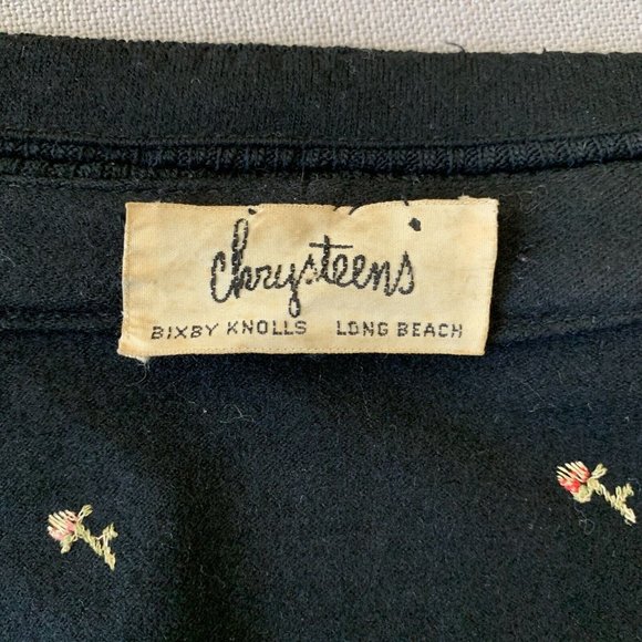 Vintage 50s Rosebud Pink Ribbon Embroidered Cardigan Jacket Rockabilly Pinup - Picture 10 of 12